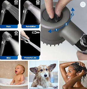 Pommeau de Douche Haute Pression avec Filtre – 5 Filtres Anti-Calcaire, Jet Hydraulique pour Eau Dure + Tuyau Gratuit